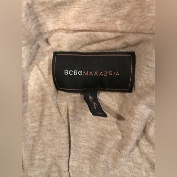 BCBG MAXAZRIA tan Jersey Soft Blazer Suit Jacket Unique Comfy Loose Fit XS - Picture 2 of 6